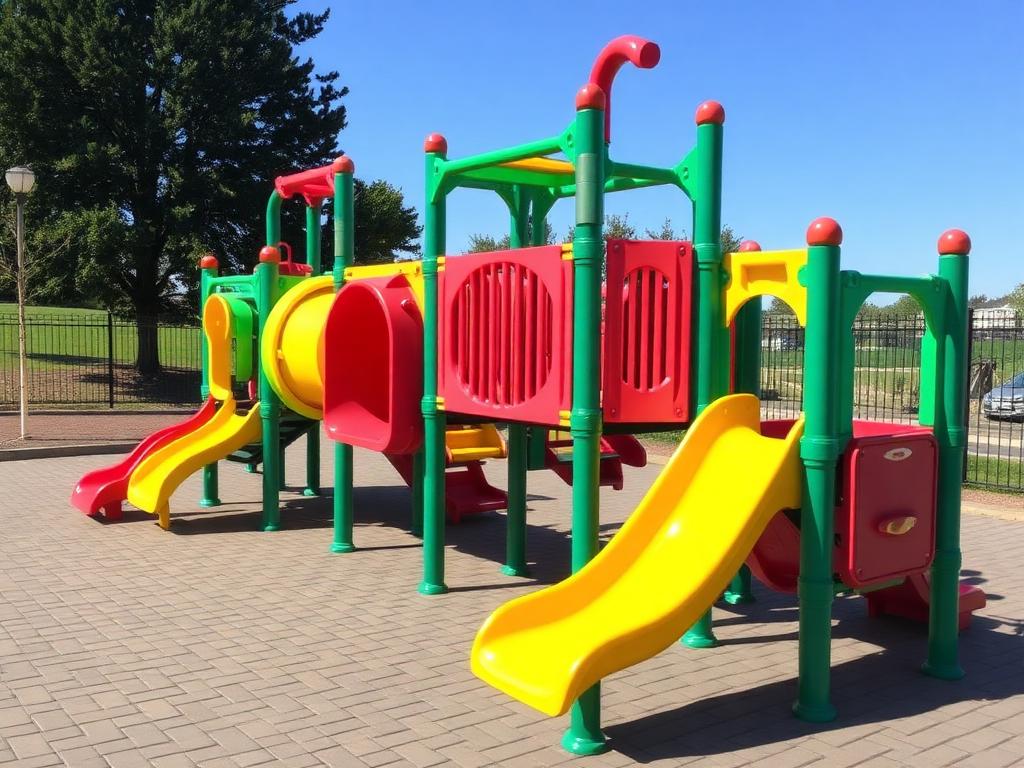 Plastic playground jungle gym installed at a South African school