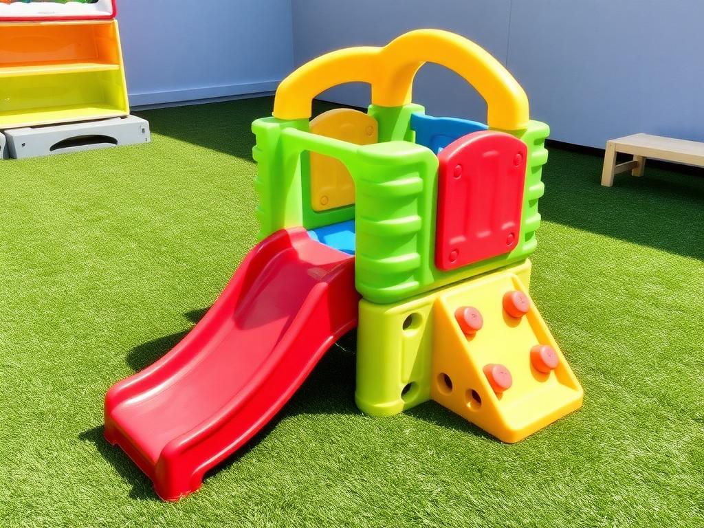 Toddler play equipment on artificial grass